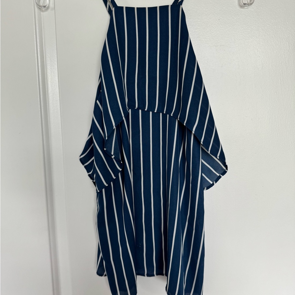 Blue Rain Navy and White Striped Blouse
